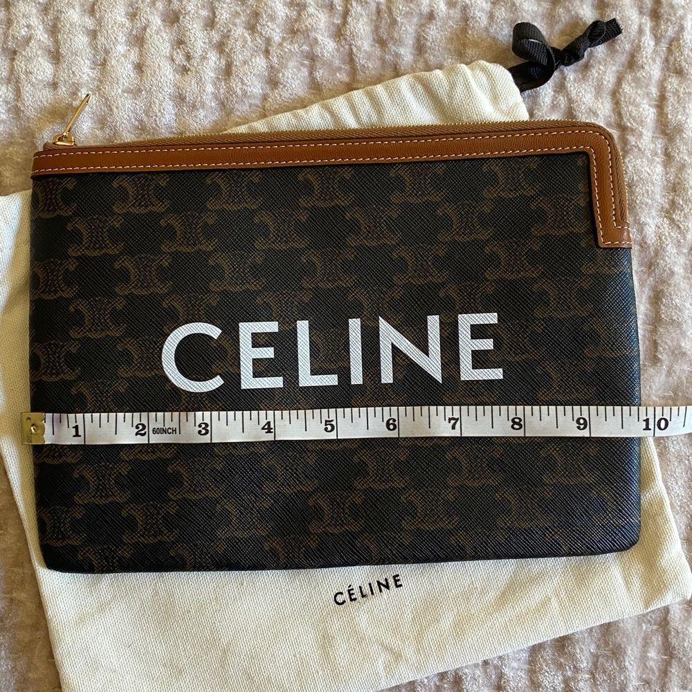 Celine Clutch in Triomphe Canvas and Calfskin with with logo - Picture 6 of 7